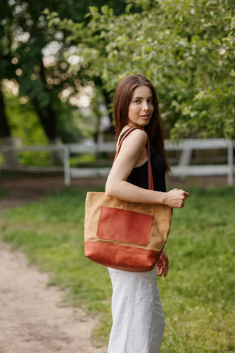 Жіноча сумка Tote із вощеного канвасу та натуральної шкіри, фото 54 — Skin&Skin