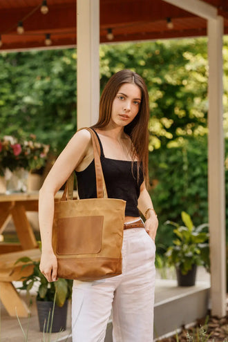 Жіноча сумка Tote із вощеного канвасу та натуральної шкіри, фото 29 — Skin&Skin