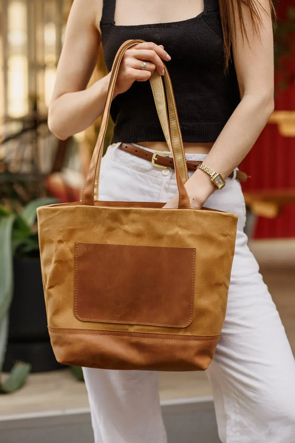 Жіноча сумка Tote із вощеного канвасу та натуральної шкіри, фото 34 — Skin&Skin
