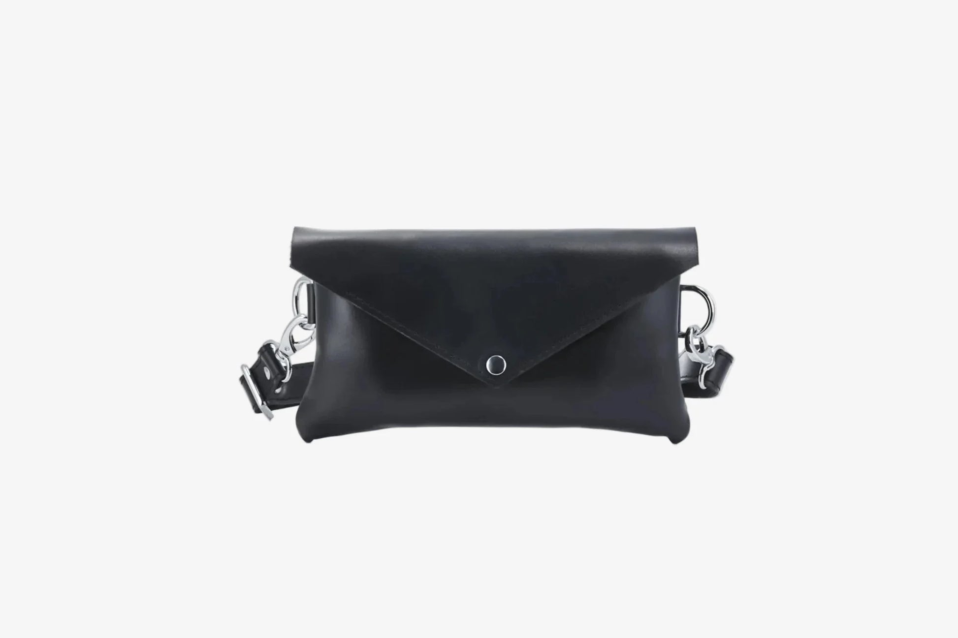 Women's Leather Envelope Bag | Smooth Black - Skin and Skin