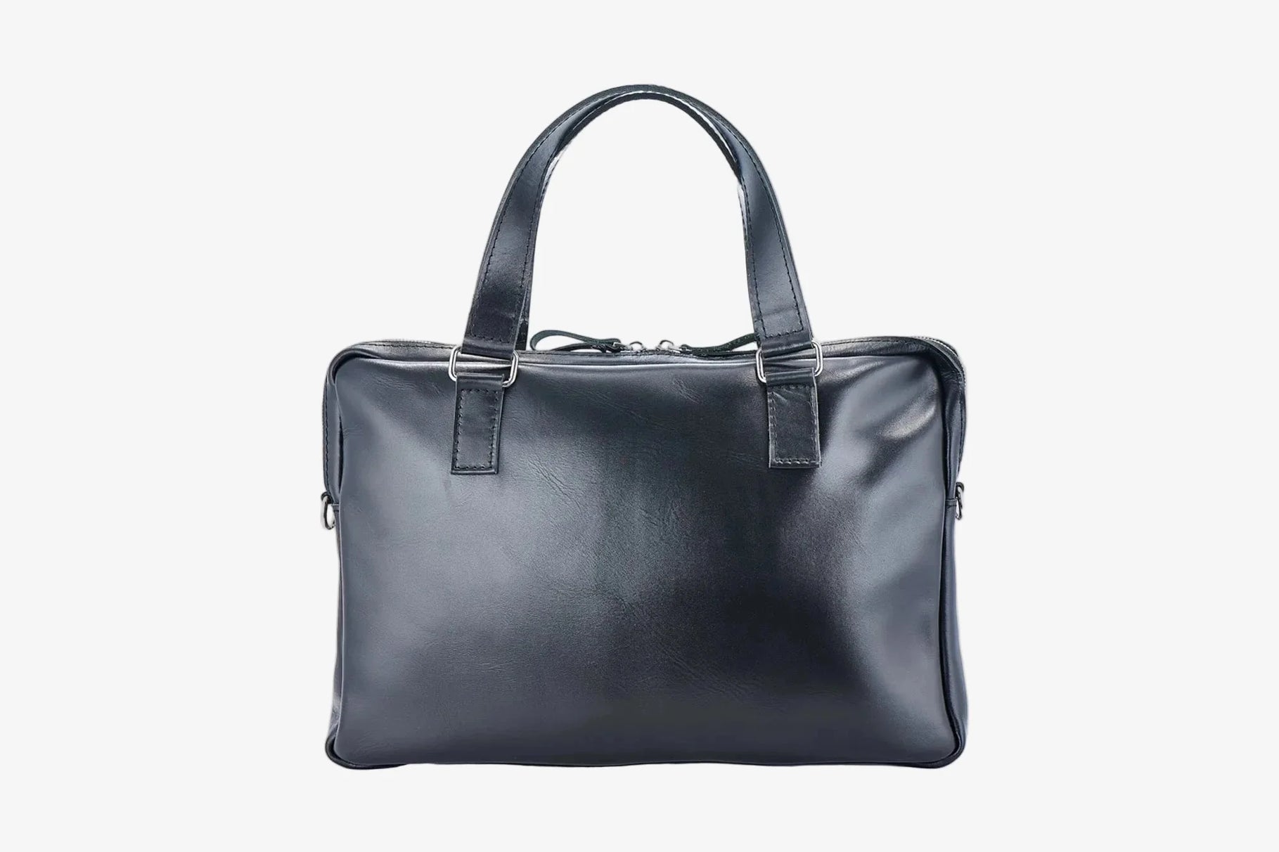 Leather Laptop Briefcase with Organizer | Smooth Black - Skin and Skin