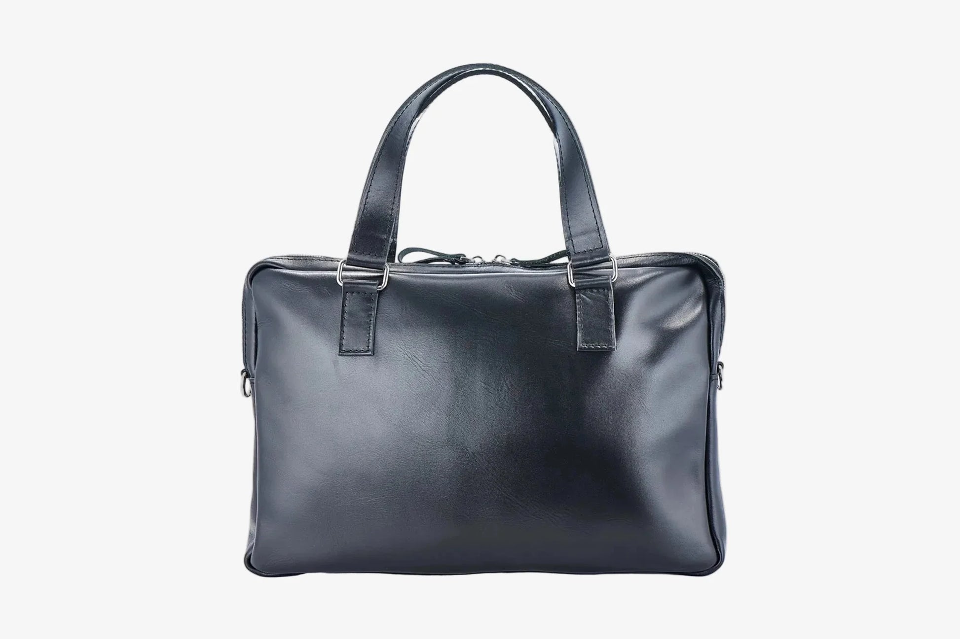 Leather Laptop Briefcase with Organizer | Smooth Black - Skin and Skin