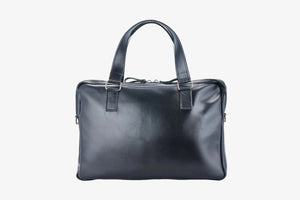 Leather Laptop Briefcase with Organizer | Smooth Black - Skin and Skin