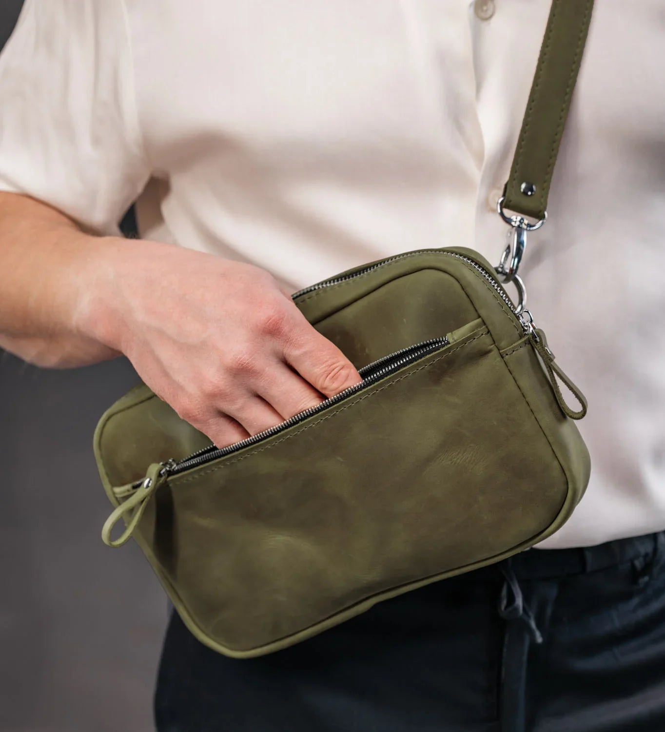 Шкіряна сумка-кросбоді для чоловіків та жінок | Orson