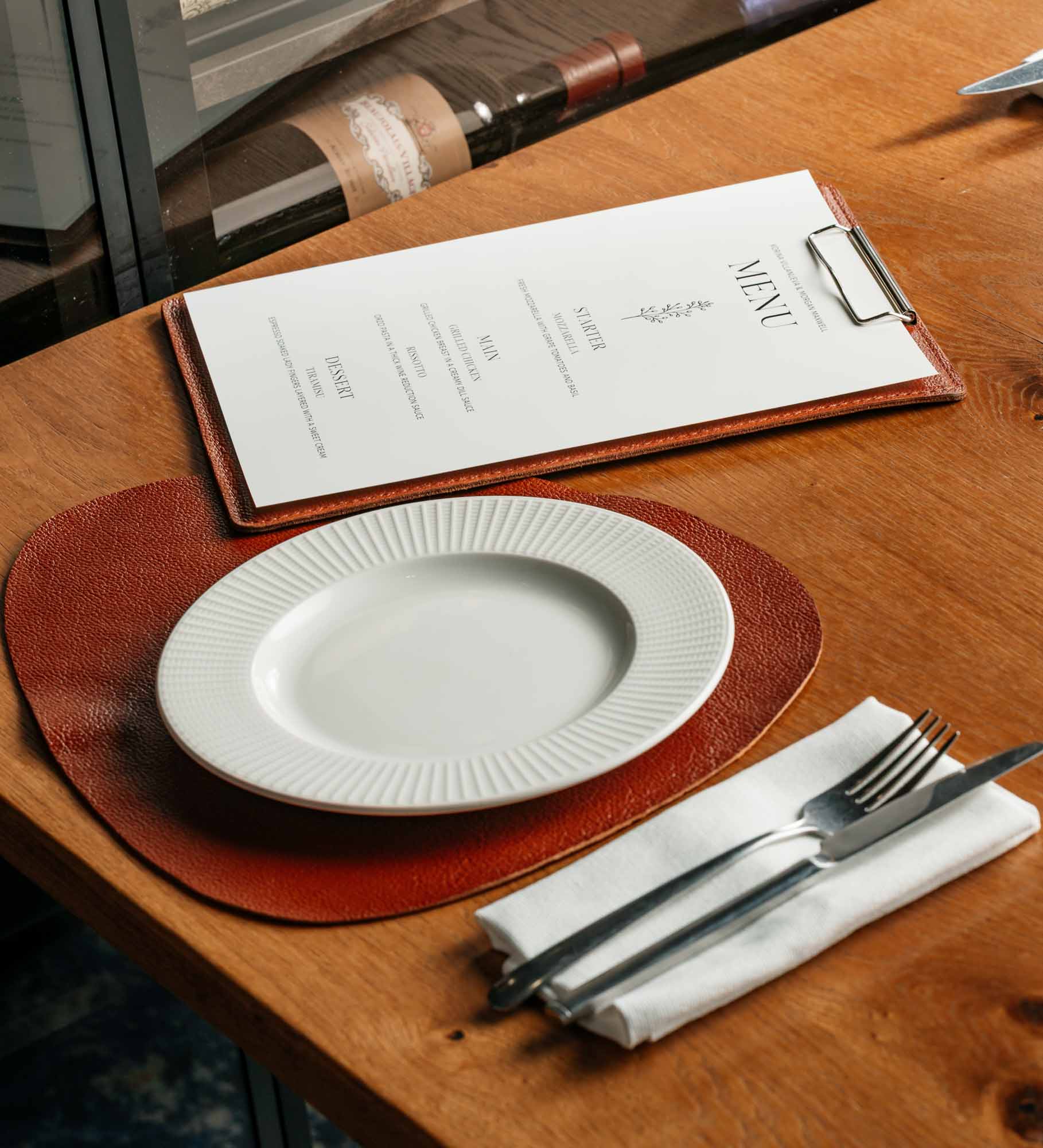 Сервировочный плейсмат из натуральной зернистой кожи для HoReCa и дома