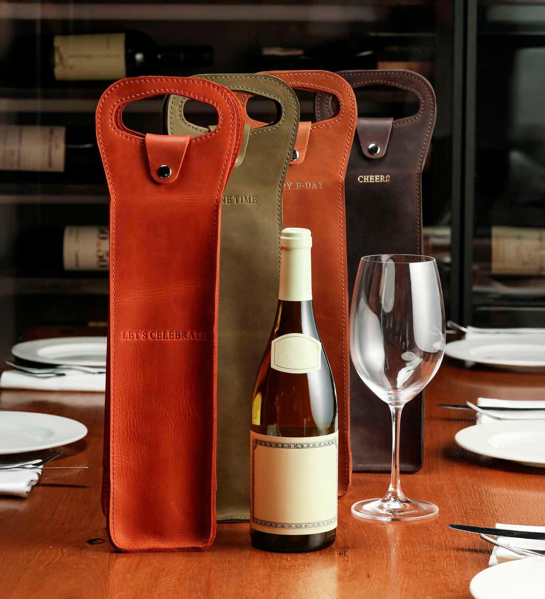 Сумка для вина зі шкіри Crazy Horse | Подарунок до свят