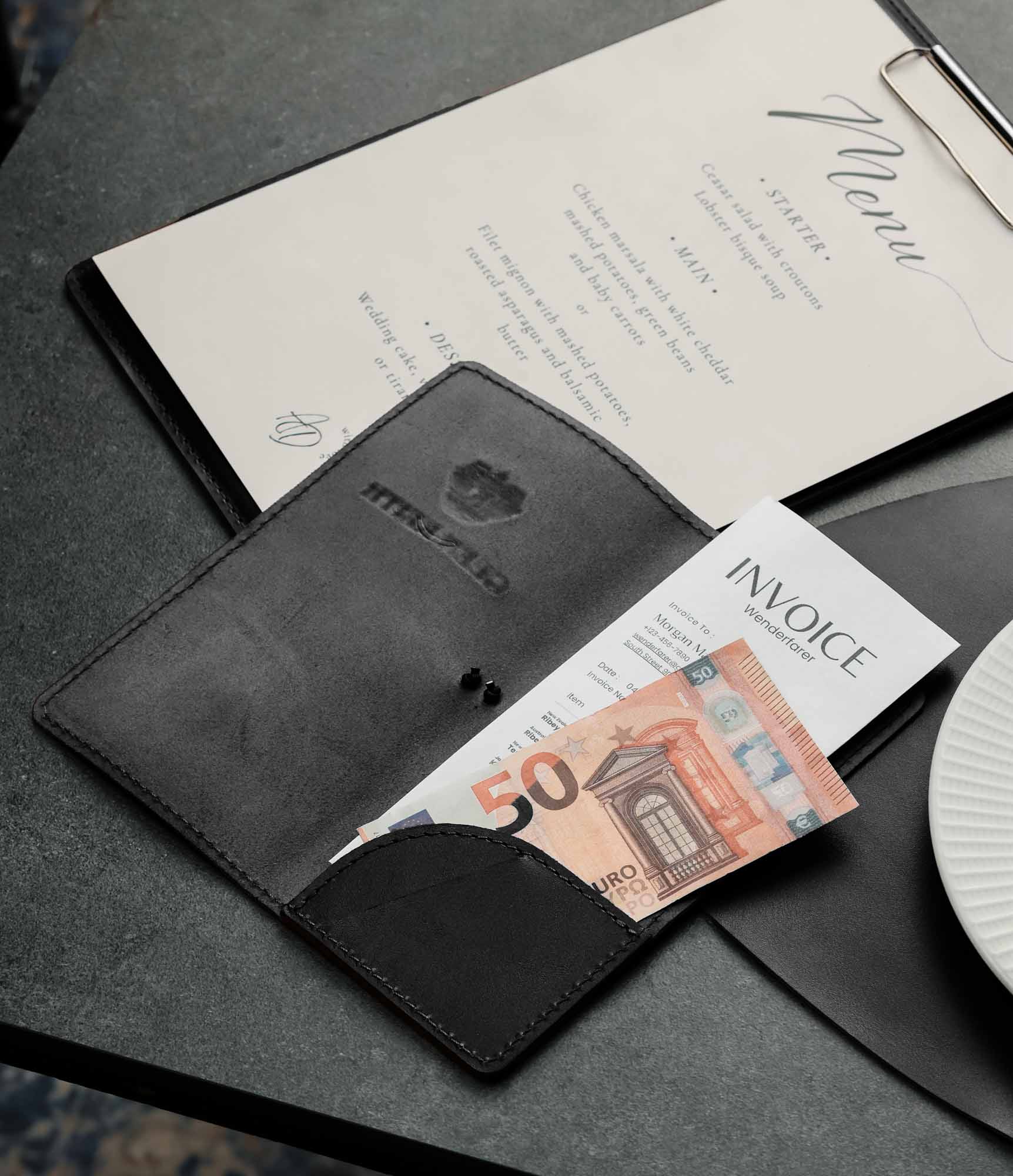 Розрахункова книжка з натуральної гладкої шкіри для HoReCa