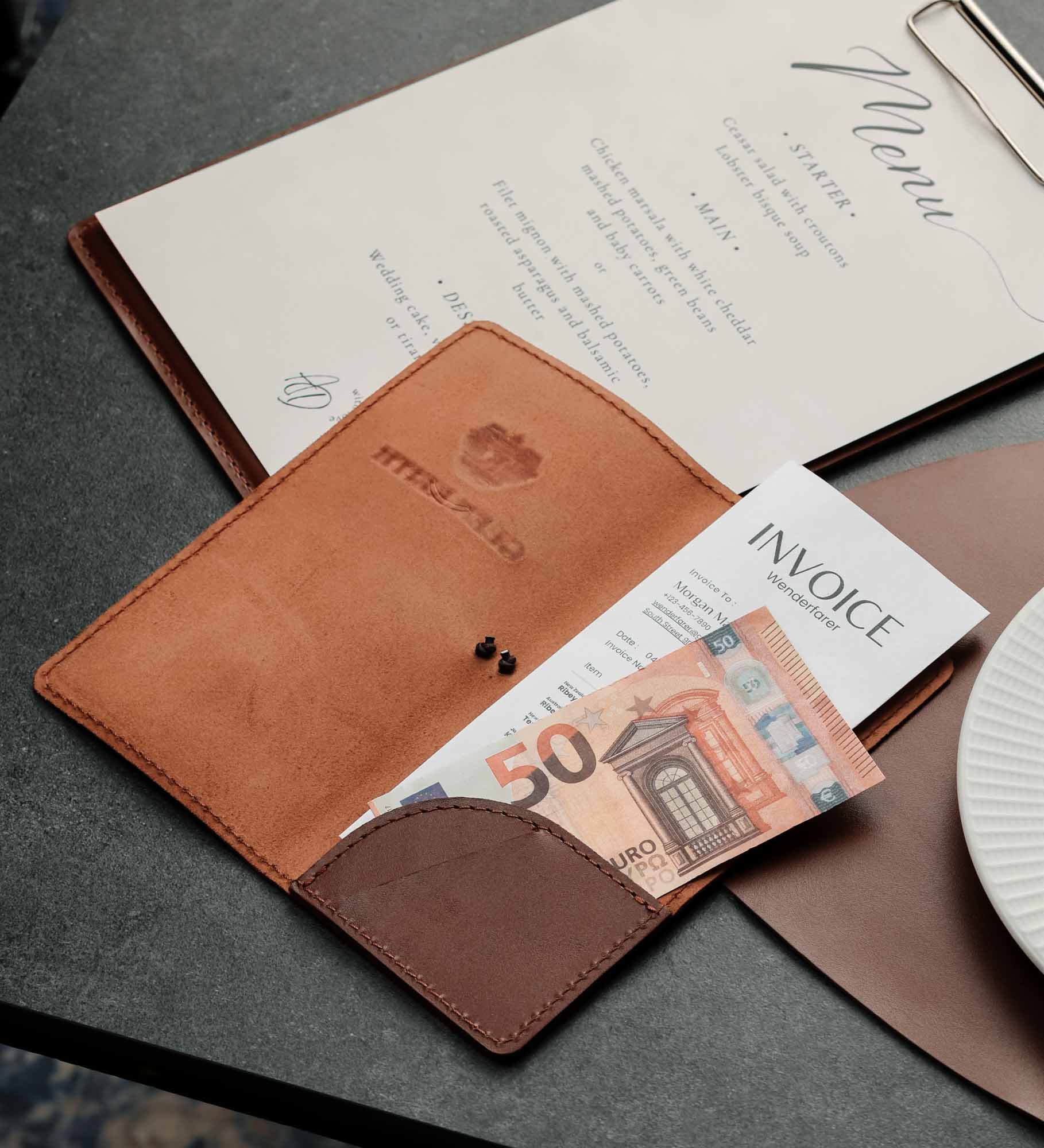 Розрахункова книжка з натуральної гладкої шкіри для HoReCa