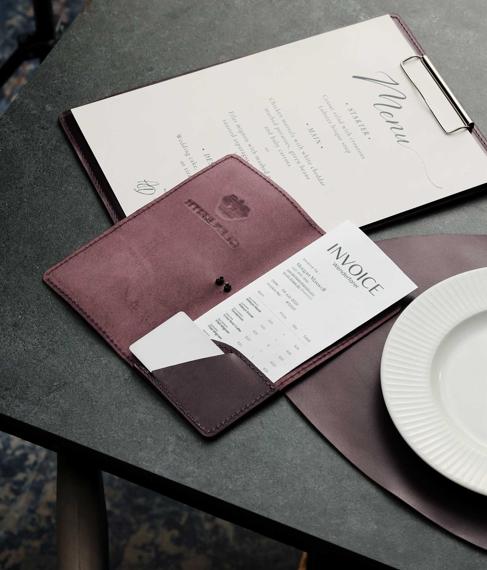 Розрахункова книжка з натуральної гладкої шкіри для HoReCa