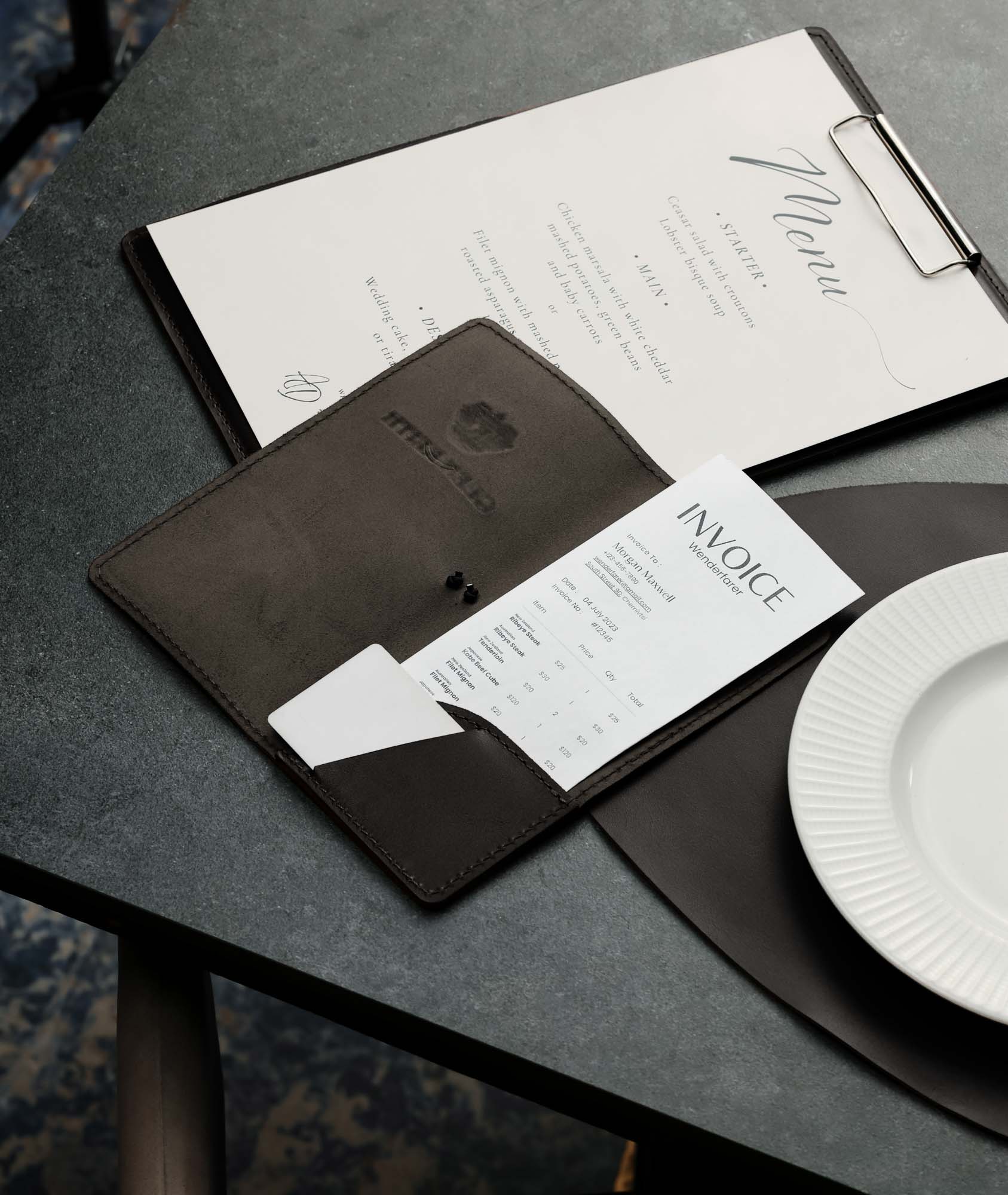 Розрахункова книжка з натуральної гладкої шкіри для HoReCa