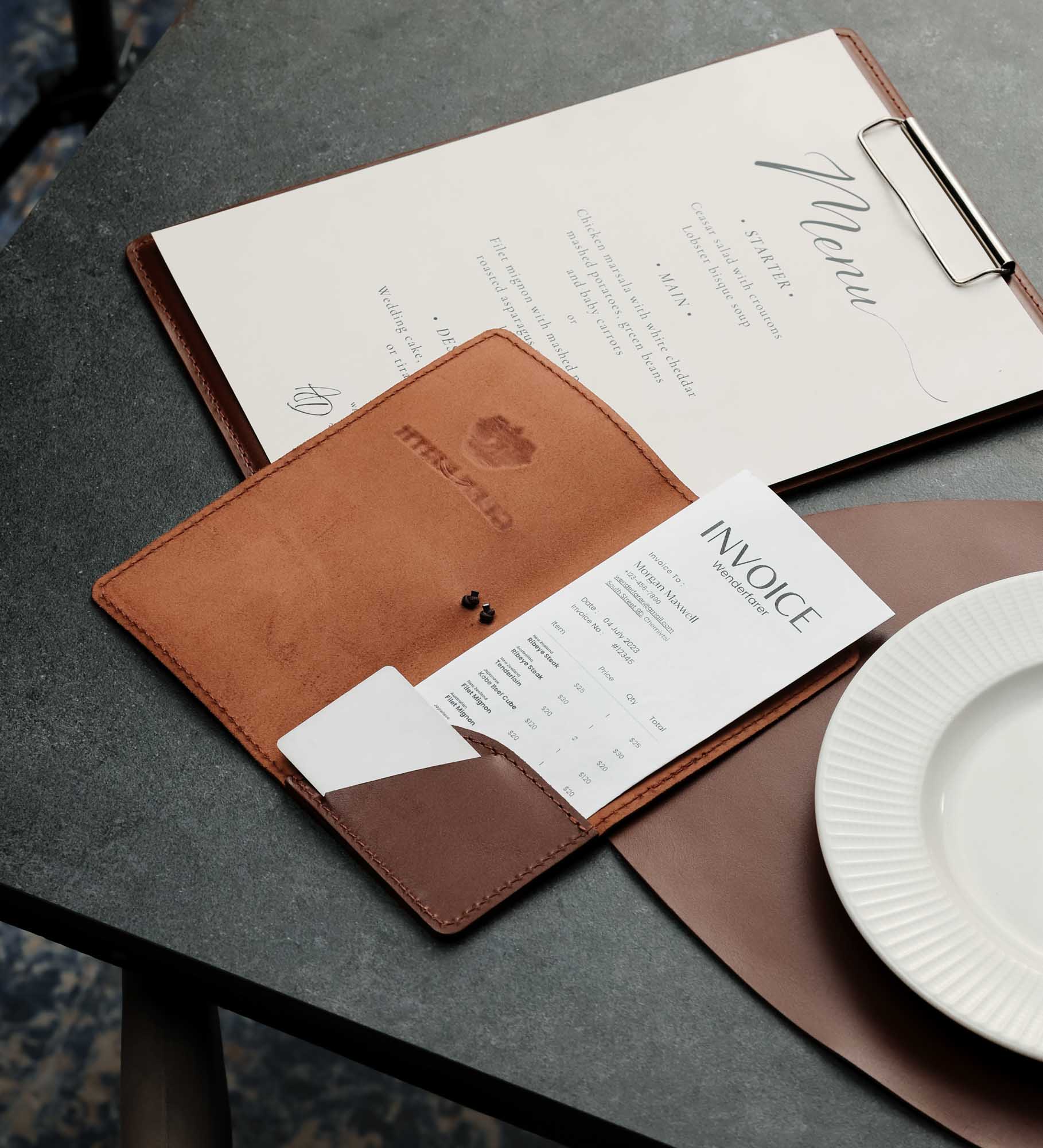 Розрахункова книжка з натуральної гладкої шкіри для HoReCa