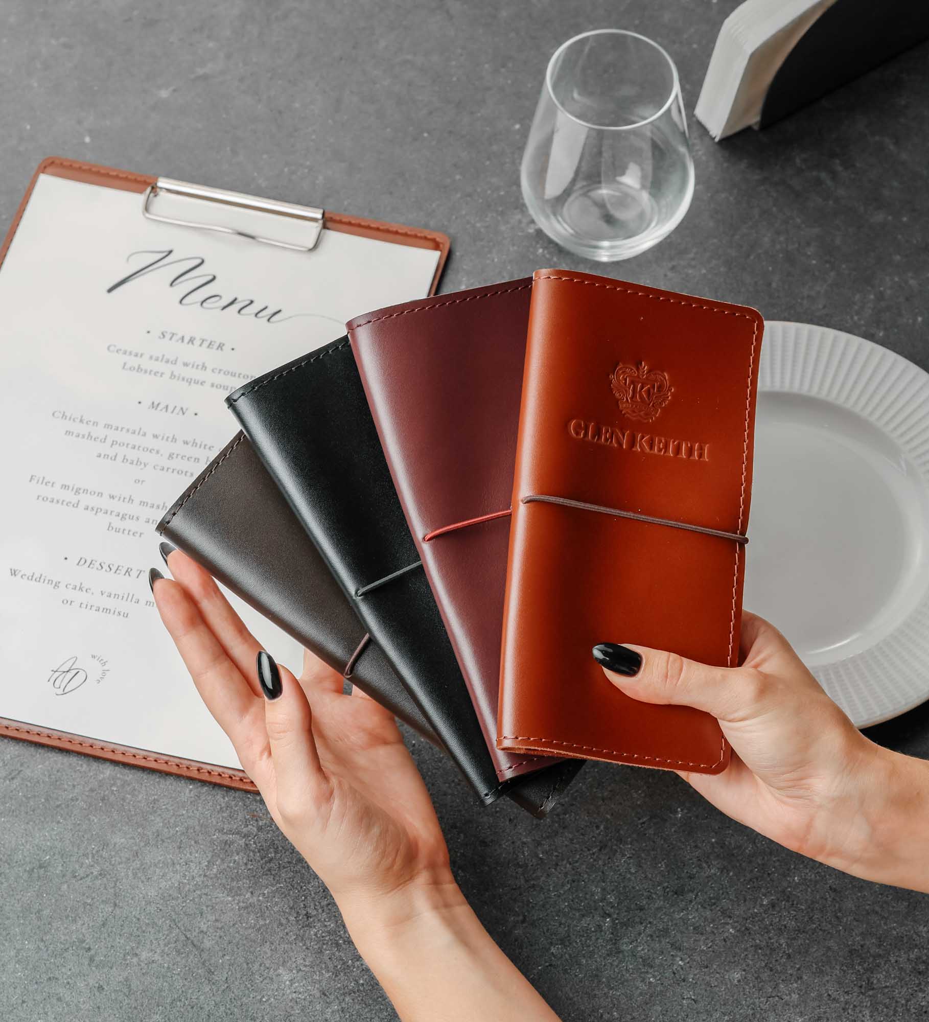 Розрахункова книжка з натуральної гладкої шкіри для HoReCa