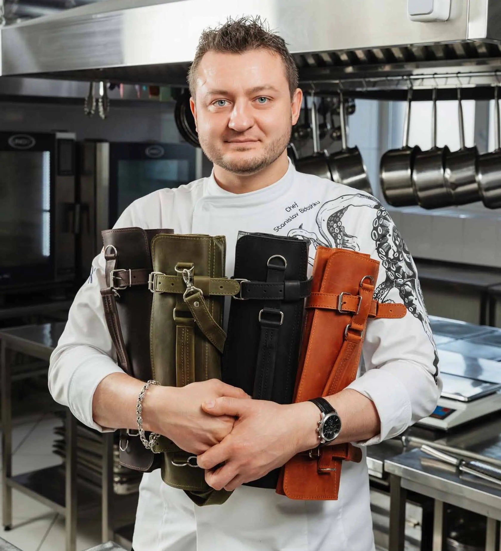 Шкіряний рол для кухонних ножів із матової шкіри, фото 3 — Skin&Skin