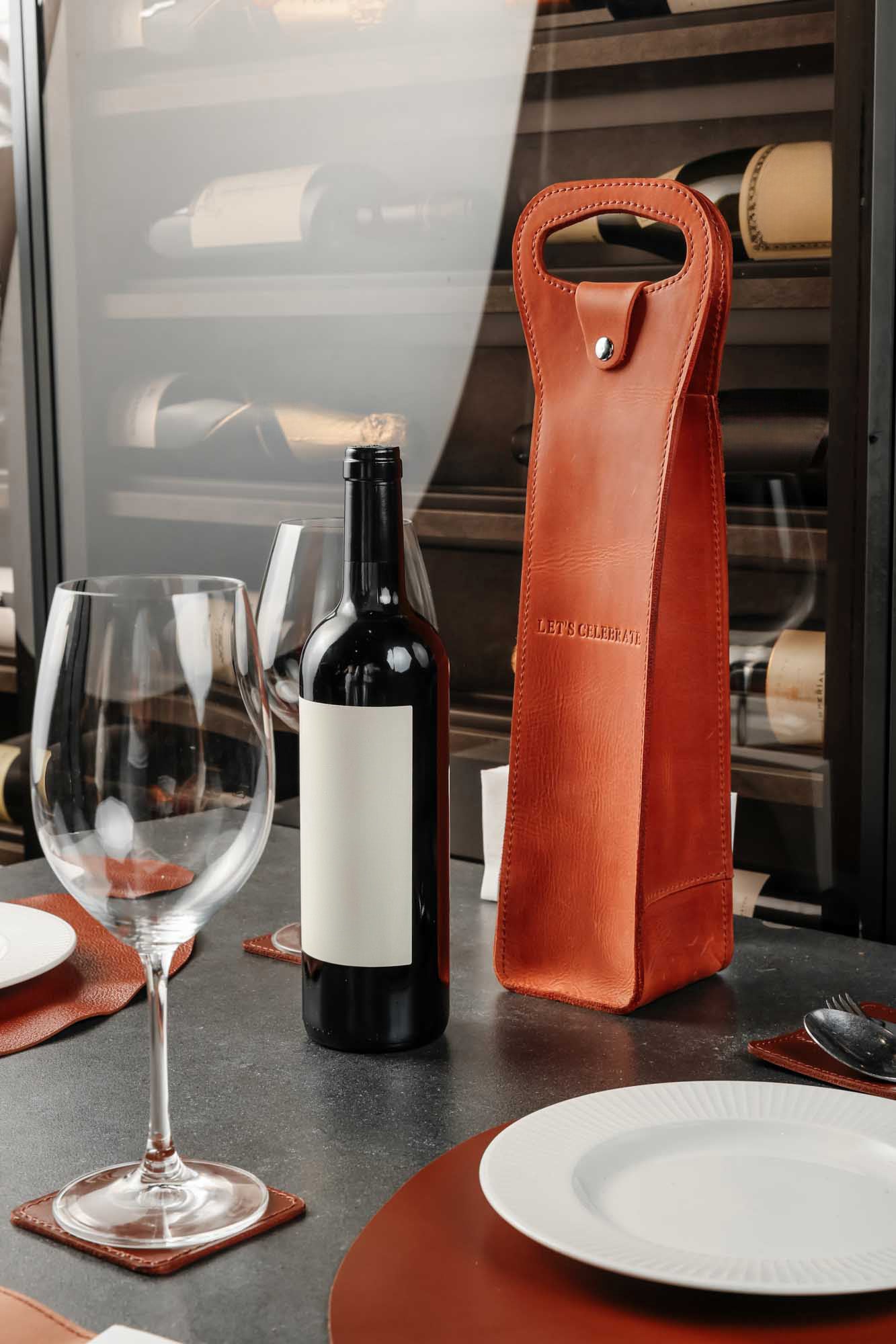 Сумка для вина зі шкіри Crazy Horse | Подарунок до свят