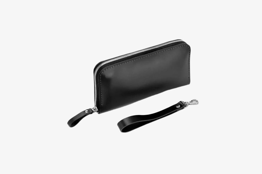 Zip Leather Clutch Wallet | Smooth Black - Skin and Skin