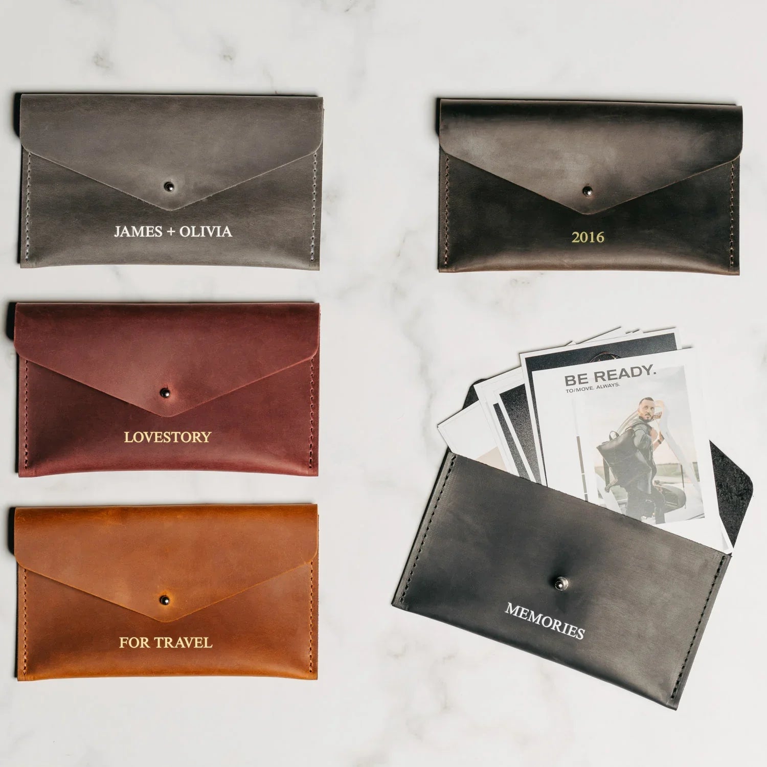 Шкіряний конверт для грошей або фото А6