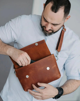 Crossbody L – чоловіча сумка з матової шкіри 3 в 1, фото 12 — Skin&Skin