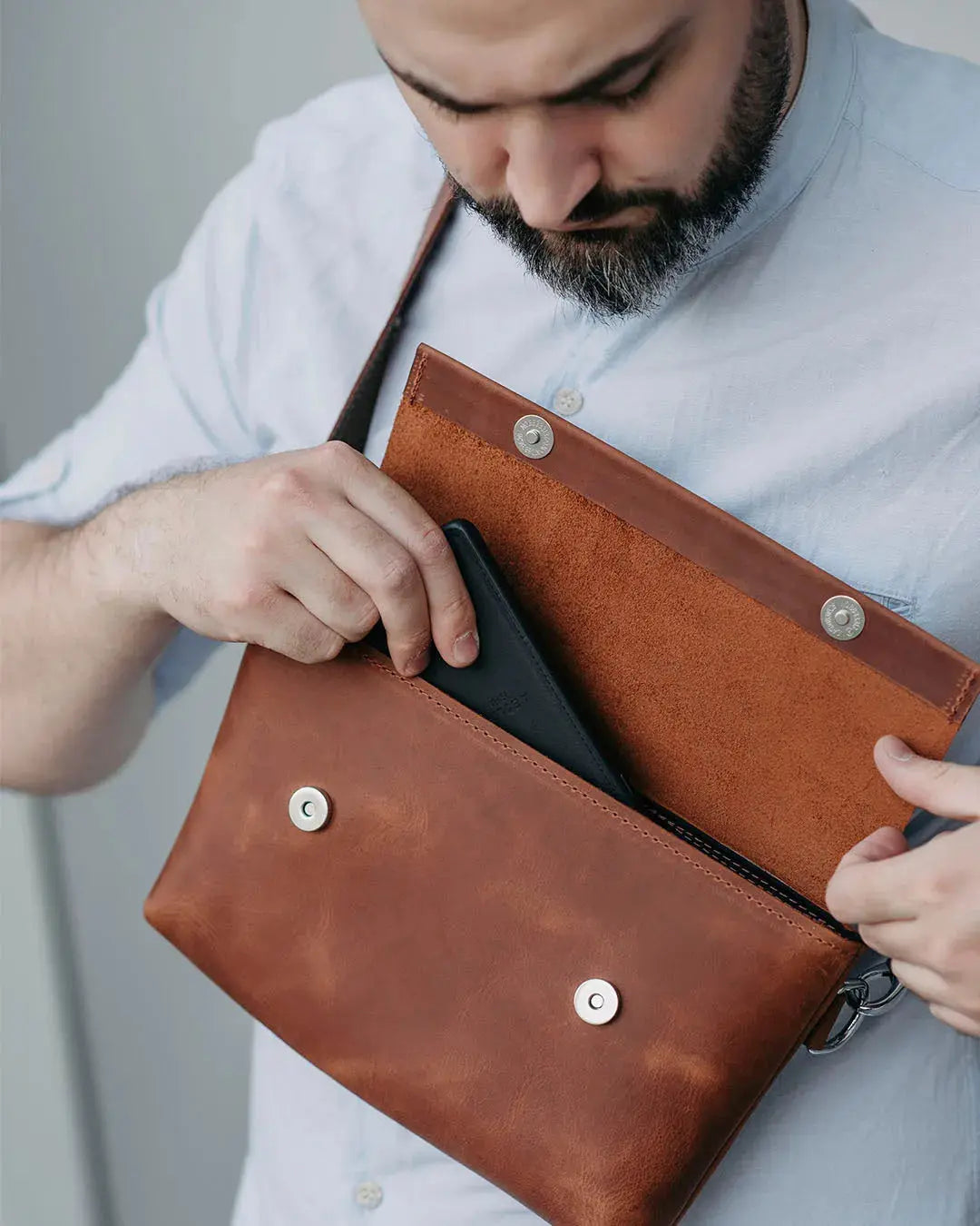 Crossbody L – чоловіча сумка з матової шкіри 3 в 1, фото 9 — Skin&Skin