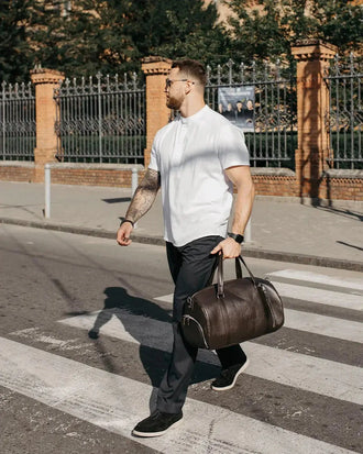 Шкіряна спортивна сумка з окремим відділенням для взуття | SportMode, фото 23 — Skin&Skin