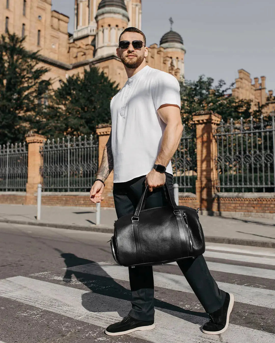Шкіряна спортивна сумка з окремим відділенням для взуття | SportMode, фото 9 — Skin&Skin