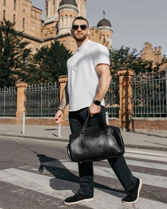 Шкіряна спортивна сумка з окремим відділенням для взуття | SportMode, фото 9 — Skin&Skin