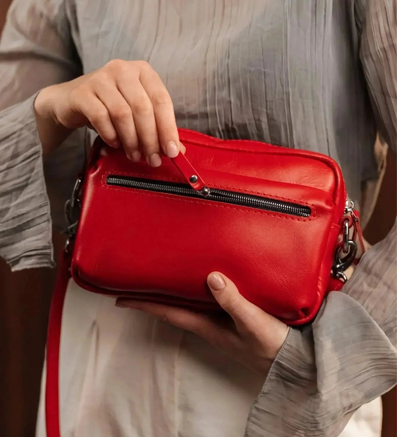 Шкіряна жіноча кросбоді-сумка WalkBag для повсякдення, фото 10 — Skin&Skin
