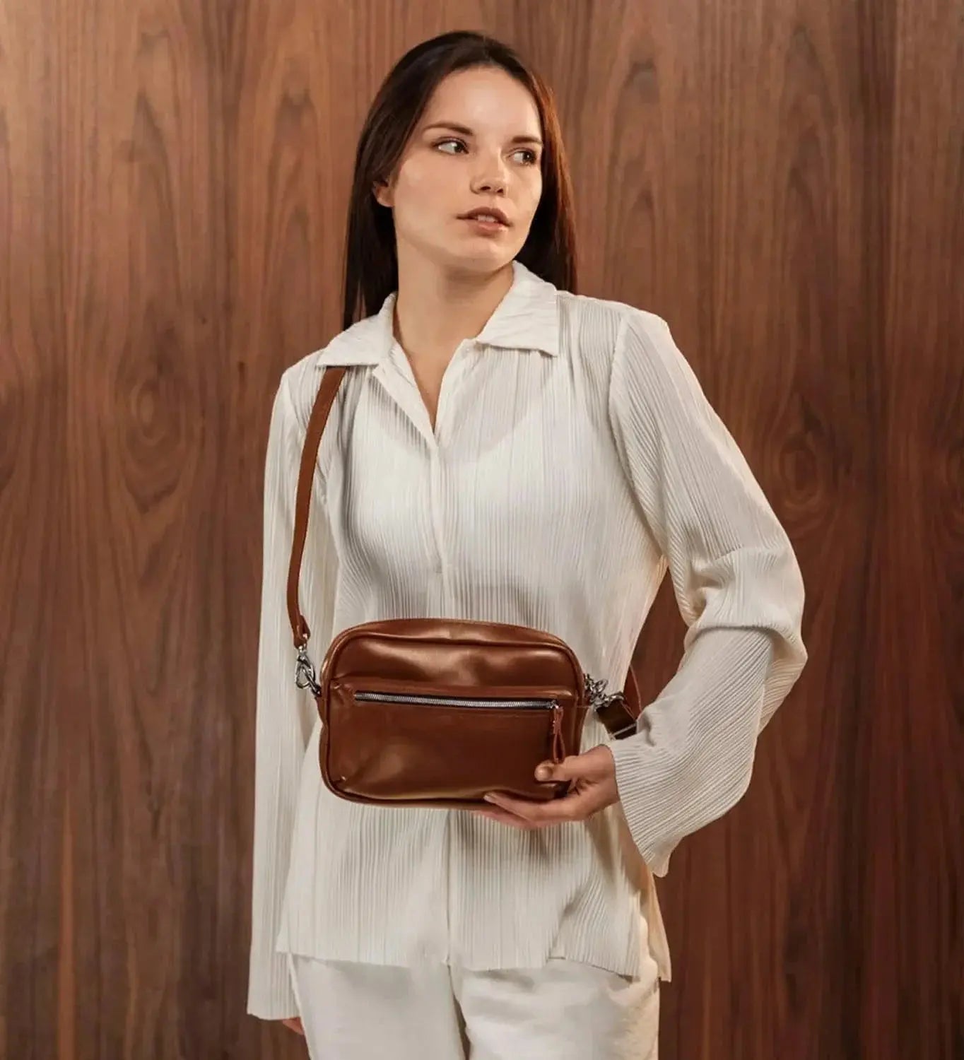 Шкіряна жіноча кросбоді-сумка WalkBag для повсякдення, фото 34 — Skin&Skin
