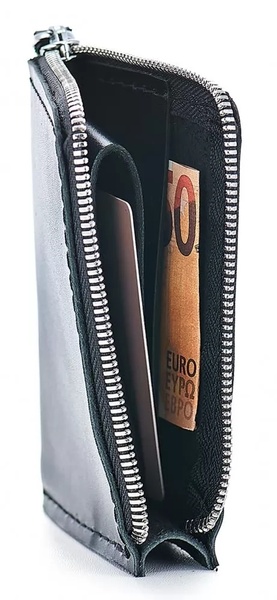 Шкіряний гаманець Zipper S чорний SW05BL фото