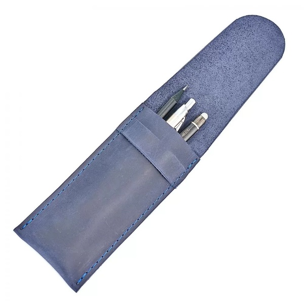 Шкіряний Футляр для ручок та олівців темно-синій LA31NB фото