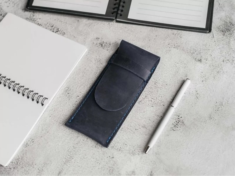 Кожаный Футляр для ручек и карандашей темно-синий LA31NB фото