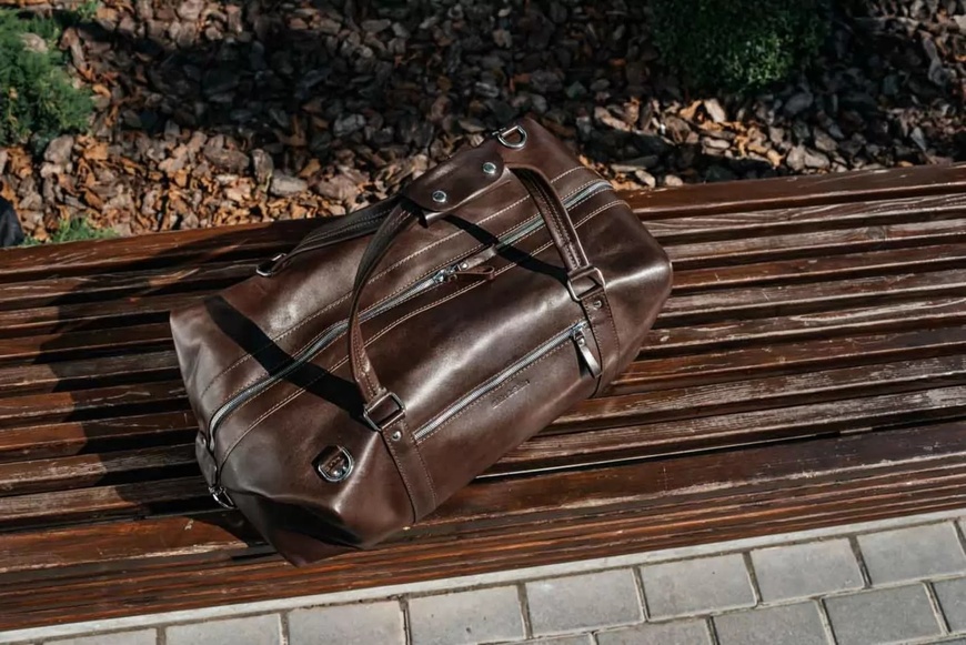Кожаная Дорожная сумка Stout M коричневая BB01MBR фото
