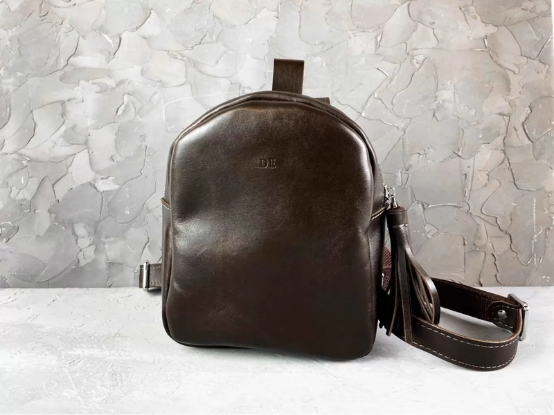 Шкіряний рюкзак Mini коричневий BP07br фото