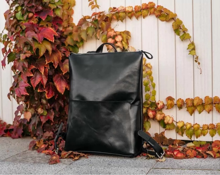 Шкіряний рюкзак Flatrock чорний L BP09BL-L фото