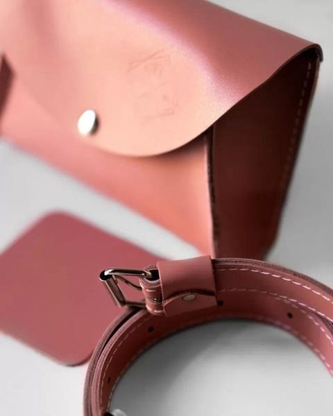 Шкіряна поясна сумка Mini Bag рожева WB06PI фото