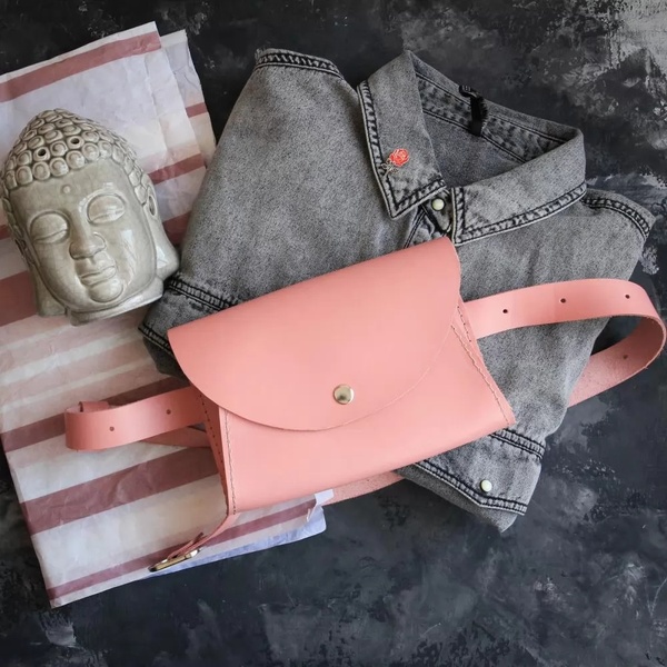 Шкіряна поясна сумка Mini Bag рожева WB06PI фото