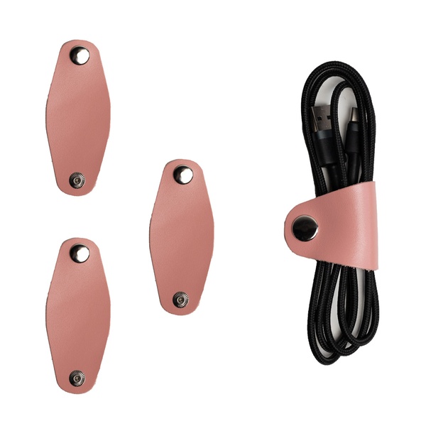 Кожаный Зажим для проводов Розовый M комплект 3 шт AS03PI3 фото
