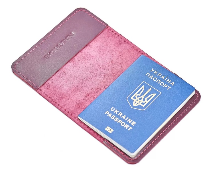 Кожаная Обложка для паспорта бордовая LA20BU фото