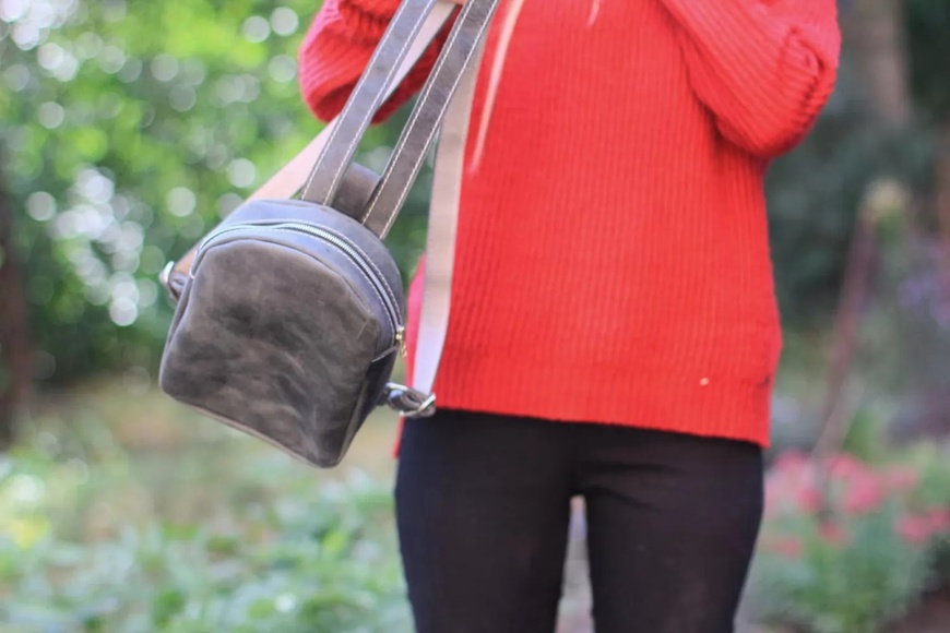 Шкіряний рюкзак Mini сірий BP07GG фото