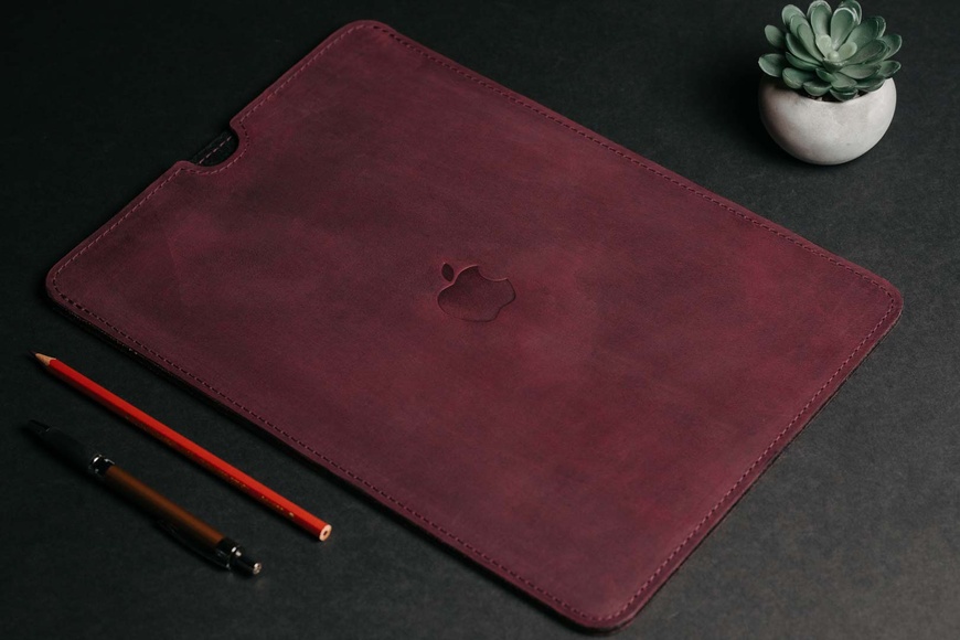 Кожаный чехол для MacBook FlatCase Бордовый Крейзи Хорс 15.6 LC05BGH-15 фото
