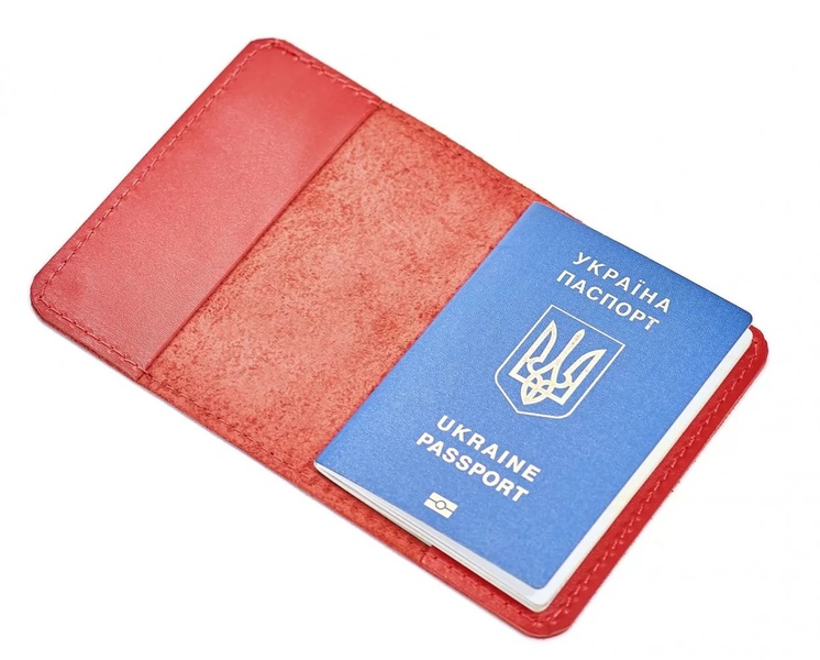 Шкіряна обкладинка для паспорта червона LA20R фото