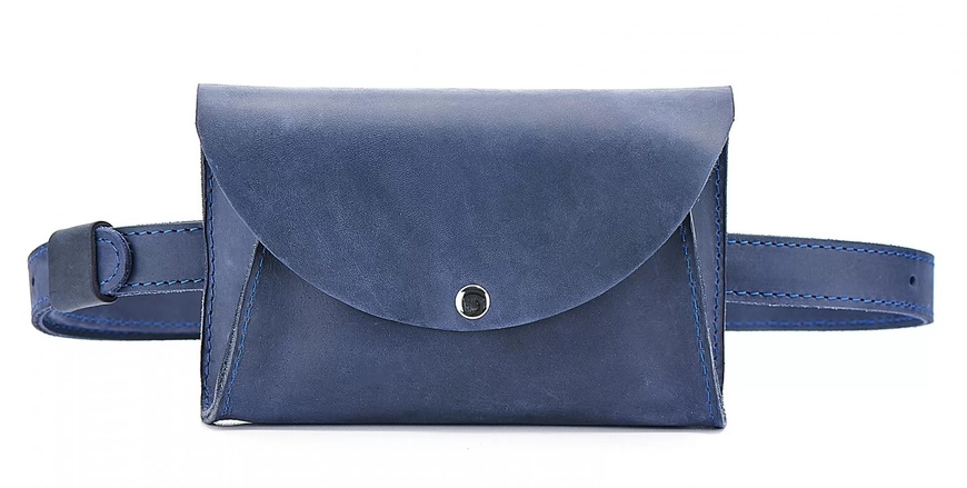 Кожаная поясная сумка Mini Bag синяя WB06NB фото