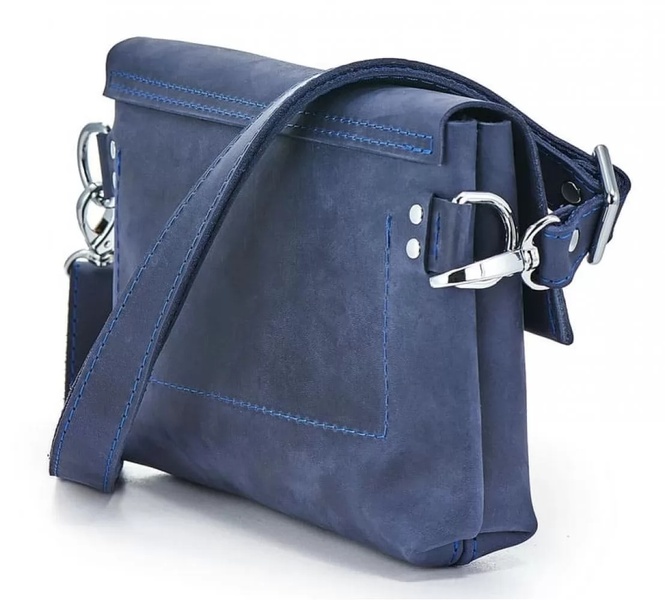 Кожаная поясная сумка Crossbody Bag L синяя WB02NB фото