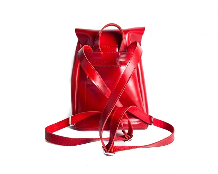 Кожаный рюкзак Helion красный BP06r фото