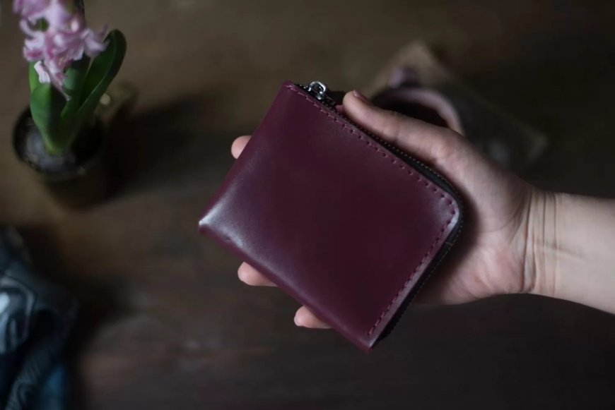Шкіряний гаманець Zipper S бордовий SW05BU фото