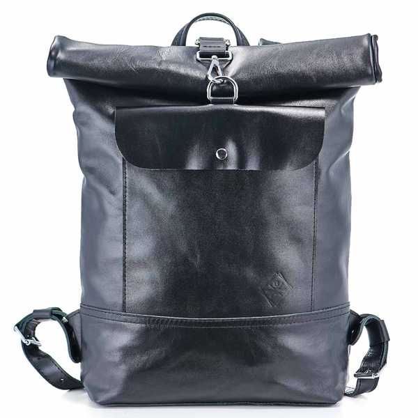 Шкіряний рюкзак Roll чорний L BP01BL фото