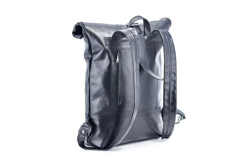 Кожаный рюкзак Roll черный L BP01BL фото
