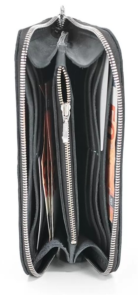 Кожаный Кошелек Zipper L черный LW06BL фото