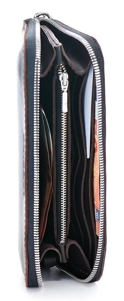 Шкіряний Гаманець Zipper L коричневий LW06BR фото