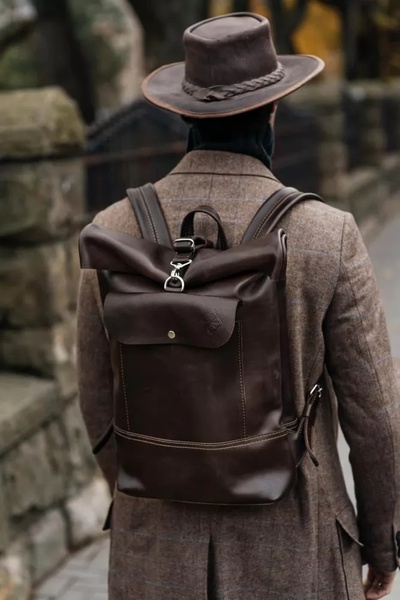 Шкіряний рюкзак Roll коричневий L BP01BR фото