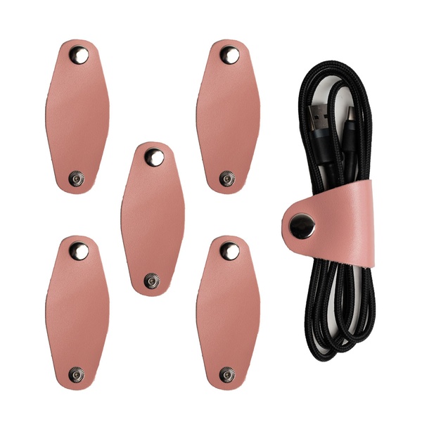Кожаный Зажим для проводов Розовый M комплект 5 шт AS03PI5 фото